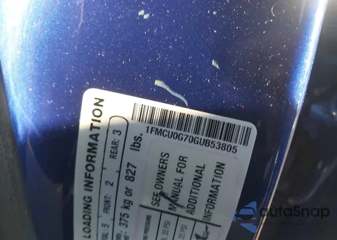 2016 Ford Escape Se z USA, uszkodzony, nr VIN 1FMCU0G70GUB53805